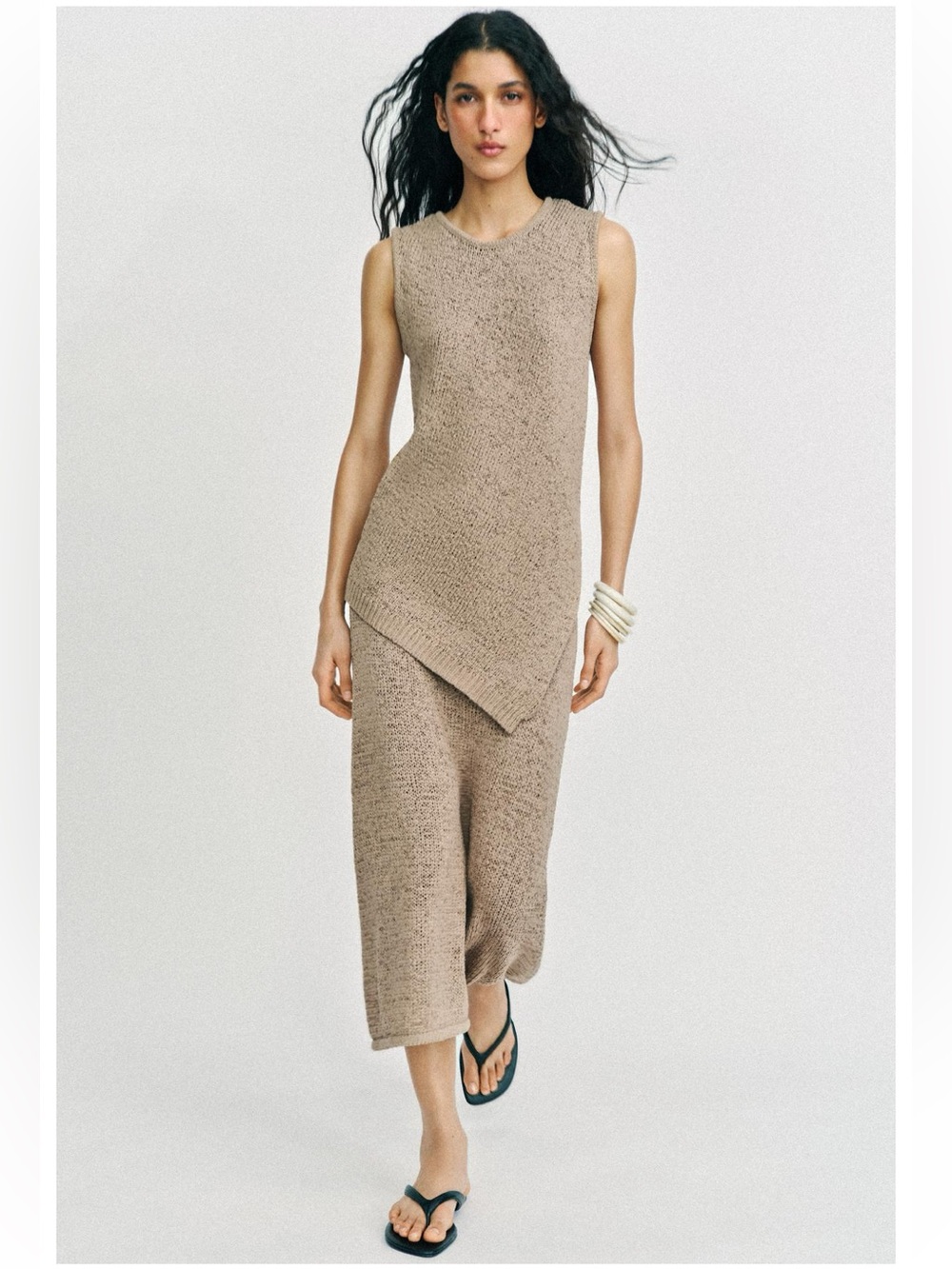Zara Asymmetric knit top Small and skirt medium